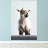 Heartwarming Baby Geitenportretfotografie Canvas Afdruk (Insitu (Houten vloer))