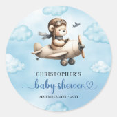 Heartwarming Boy Shower Bear Pilot Cute Label (Voorkant)