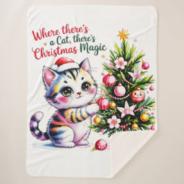 Heartwarming Christmas Cat - Cozy Winter Gift Sherpa Deken