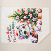 Heartwarming Christmas Cat - Cozy Winter Gift Sherpa Deken (Voorkant (horizontaal))