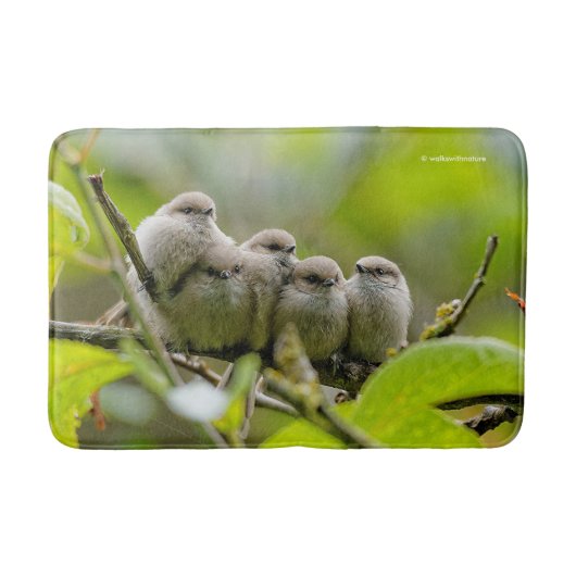 Heartwarming Cute Bushtits Songbird Family Foto Badmat (Voorkant)