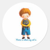 Heartwarming Feline Ronde Sticker (Voorkant)