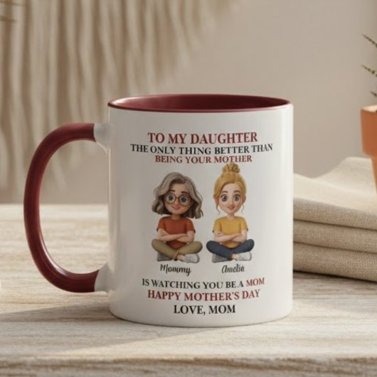 Heartwarming Mother Daughter Cartoon Red Quote  Mok