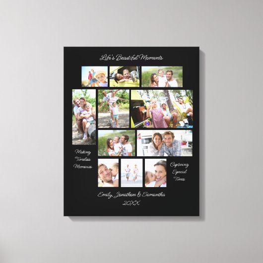 Heartwarming Quotes 11 Fotocollage Zwart Canvas Afdruk (Voorkant)