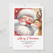 Heartwarming Santa And Rudolph Christmas Greeting  Feestdagenkaart (Voorkant)