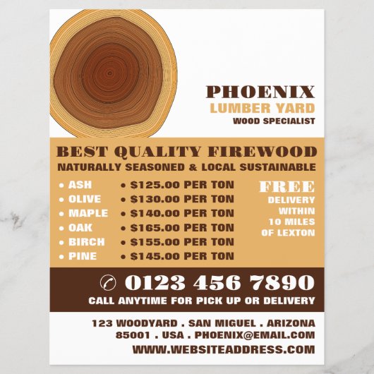 Heartwood, hout/hout/houtwerf Adverteren Flyer (Voorkant)