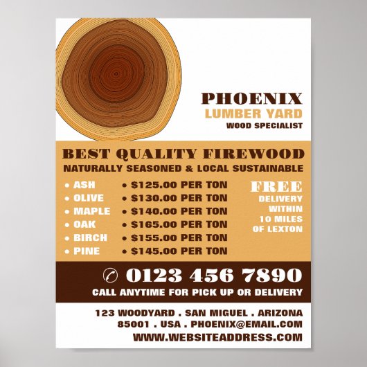 Heartwood, hout/hout/houtwerf Adverteren Poster (Voorkant)