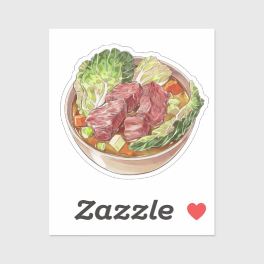 Hearty Beef en Kool Soep Illustratie Sticker (Vel)