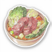 Hearty Beef en Kool Soep Illustratie Sticker (Voorkant)