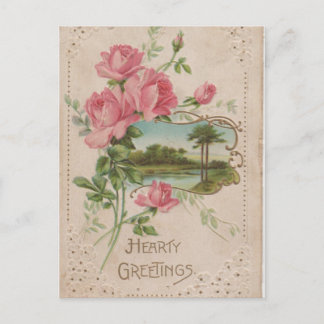 Hearty Greetings Vintage Historical Valentine Post Feestdagenkaart