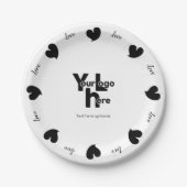 Hearty Hearts Black - Custom Text and Logo Papieren Bordje (Voorkant)