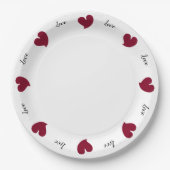 Hearty Hearts Bordeaux - Aangepaste tekst Papieren Bordje (Voorkant)