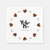 Hearty Hearts Dark Brown - Custom Text and Logo Servet (Voorkant)