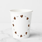 Hearty Hearts Dark Brown - Custom Text  Paper Cups Papieren Bekers (Achterkant)