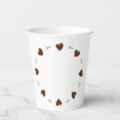Hearty Hearts Dark Brown - Custom Text  Paper Cups Papieren Bekers (Voorkant)