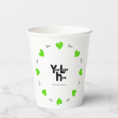 Hearty Hearts Green - Custom Text and Logo Papieren Bekers (Achterkant)