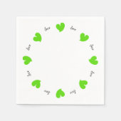 Hearty Hearts Green - Custom Text Paper Servet (Voorkant)
