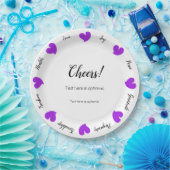 Hearty Hearts Purple - Custom Text Center Papieren Bordje (Feest)
