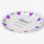 Hearty Hearts Purple - Custom Text Center Papieren Bordje (Gekanteld)