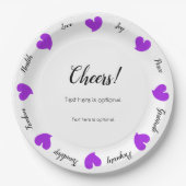 Hearty Hearts Purple - Custom Text Center Papieren Bordje (Voorkant)
