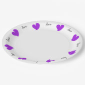Hearty Hearts Purple - Custom Text Paper Plates Papieren Bordje (Gekanteld)