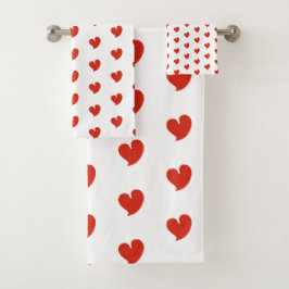 Hearty Hearts - Red and White - Bad Handdoek