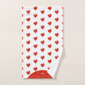 Hearty Hearts - Red and White Custom Text - Bad Handdoek (Handdoek)