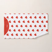Hearty Hearts - Red and White Custom Text - Bad Handdoek (Handdoek)