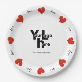 Hearty Hearts Red - Custom Text and Logo Papieren Bordje (Voorkant)