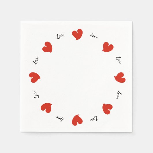 Hearty Hearts Red - Custom Text Servet (Voorkant)