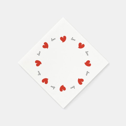 Hearty Hearts Red - Custom Text Servet (Hoek)