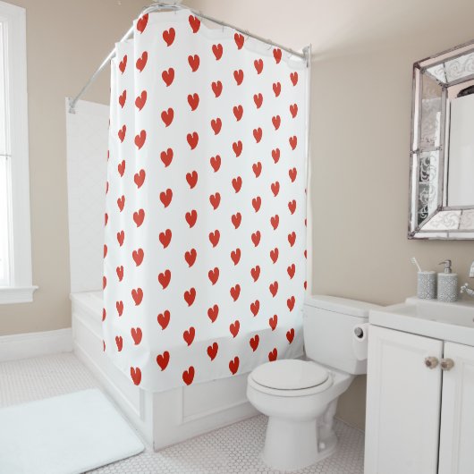 Hearty Hearts - Rood en Wit - Douchegordijn (In situ)