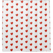 Hearty Hearts - Rood en Wit - Douchegordijn (Voorkant)