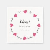 Hearty Hearts Roze - Aangepaste tekst in het midde Servet (Voorkant)