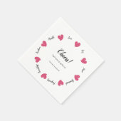 Hearty Hearts Roze - Aangepaste tekst in het midde Servet (Hoek)