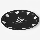 Hearty Hearts White and Black-Custom Text and Logo Papieren Bordje (Gekanteld)