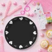 Hearty Hearts White and Black - Custom Text Papieren Bordje (Feest)