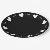 Hearty Hearts White and Black - Custom Text Papieren Bordje (Gekanteld)