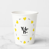 Hearty Hearts Yellow - Custom Text and Logo Papieren Bekers (Achterkant)