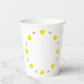 Hearty Hearts Yellow - Custom Text Papieren Bekers (Achterkant)