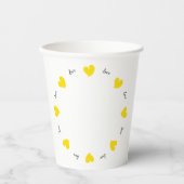 Hearty Hearts Yellow - Custom Text Papieren Bekers (Voorkant)