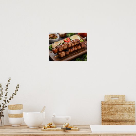 Hearty Shish Kebab met gegrild vlees en groenten Poster (Keuken)