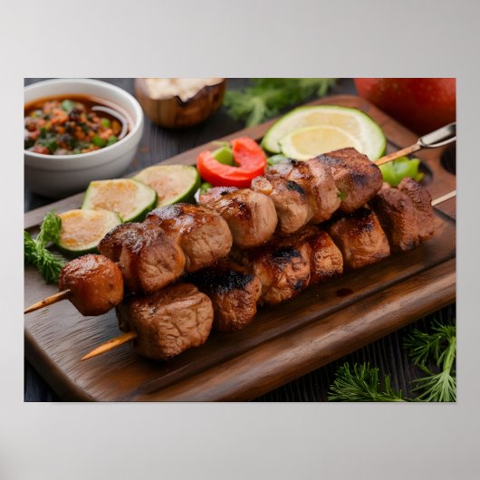 Hearty Shish Kebab met gegrild vlees en groenten Poster (Voorkant)