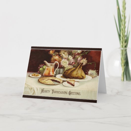 Hearty Thanksgiving Dinner Feestdagen Kaart (Voorkant)