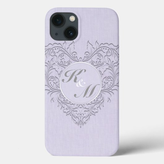 HeartyChic Lavender linen Damask hart Case-Mate iPhone Case (Achterkant)