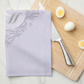 HeartyChic Lavender linen Damask hart Theedoek (Quarter Fold)