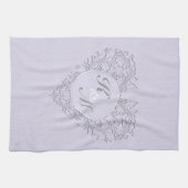 HeartyChic Lavender linen Damask hart Theedoek (Horizontaal)