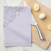 HeartyChic Lavender linen Damask hart Theedoek (Quarter Fold)