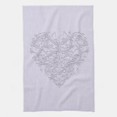 HeartyChic Lavender linen Damask hart Theedoek (Verticaal)
