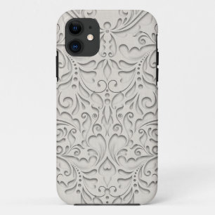 HeartyChic Natural Linen Damask Heart Case-Mate iPhone Case